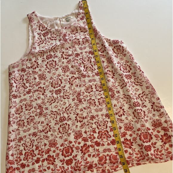 Max Studio Floral Sleeveless Top Womens Large White Maroon Blush Career Shell - Picture 9 of 9